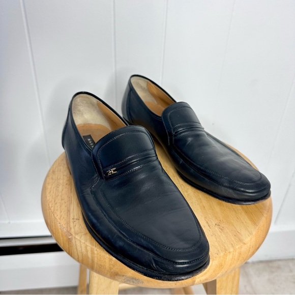 Magnanni Black Leather Slip On Loafers - Picture 1 of 12